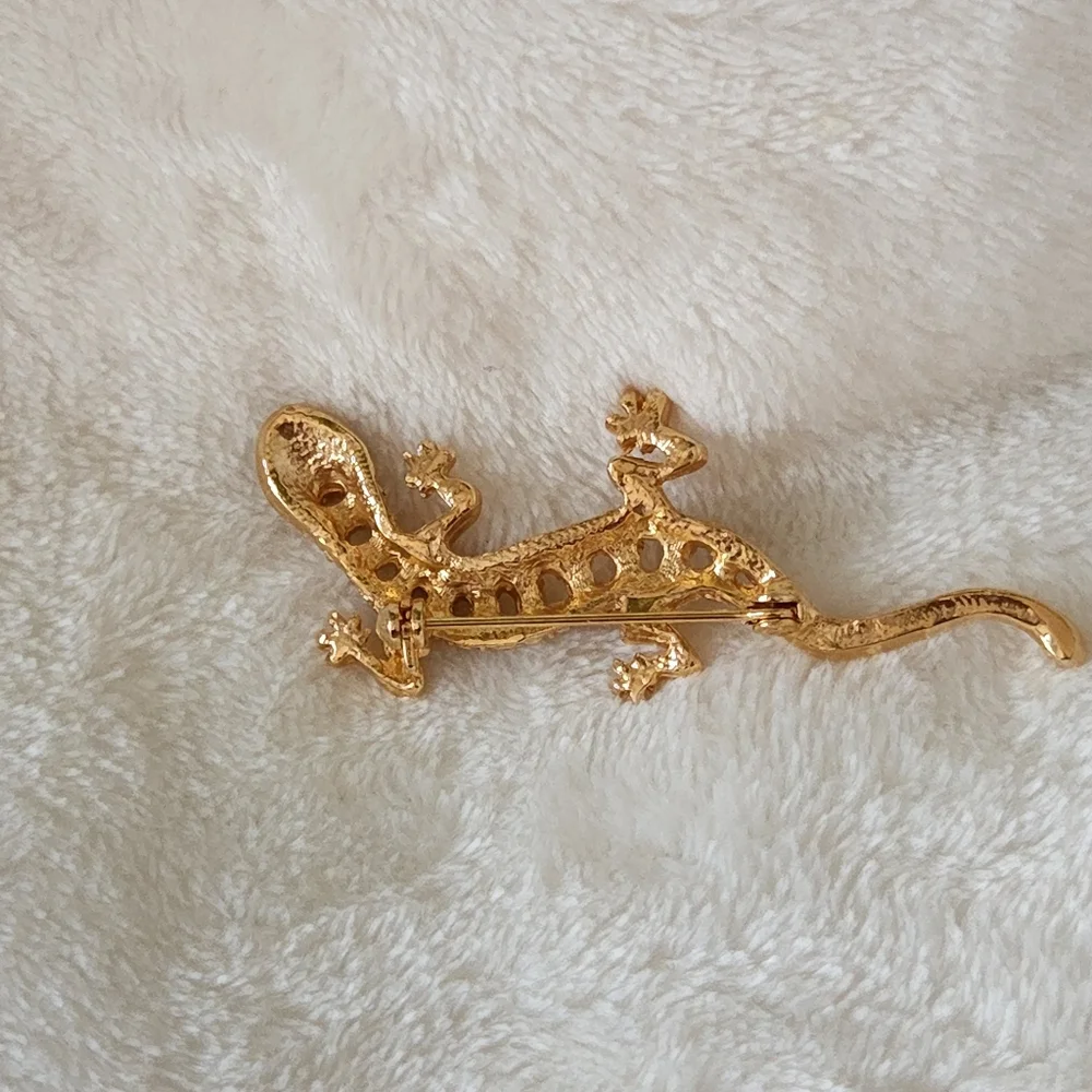 Salamander Brooch Pin Pendant Goldtone NWT